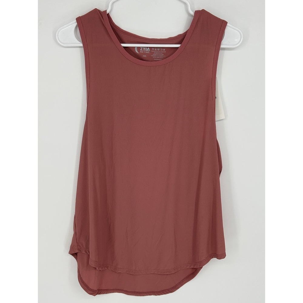ZYIA Active Ribbed Tank Top Women XXL Dusty Rose Pilates Athletic Yoga Layering